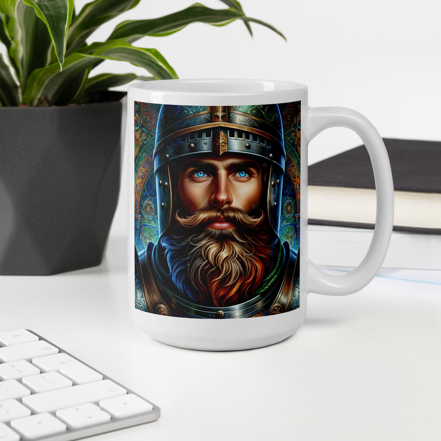 12th century warrior White glossy mug