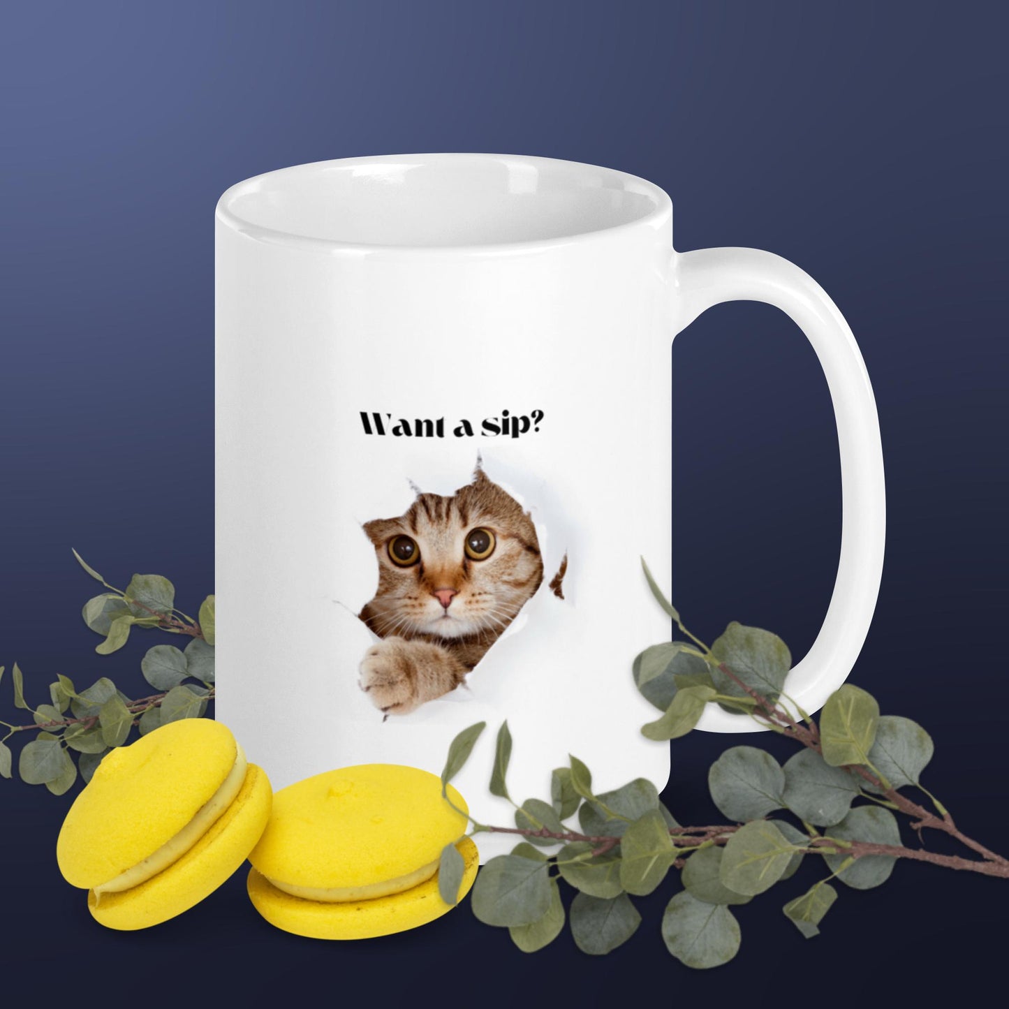 "Want a Sip?" - White glossy mug