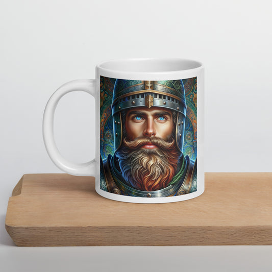 12th century warrior White glossy mug